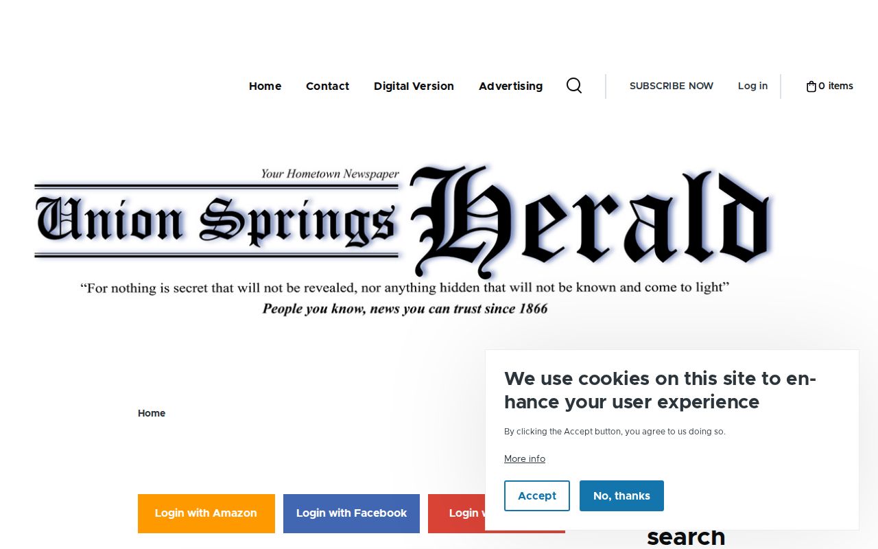 Union Springs Herald homepage, the local newspaper whose coverage includes Bullock County arrests and weekly police activity reports